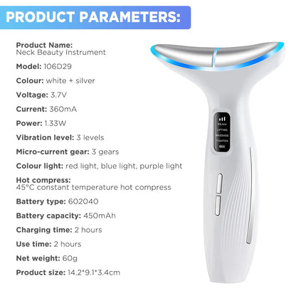 Microcurrent Neck Beauty Device  3 Massage Modes Face Lifting Firming Massage Neck Beauty Instrument Tighten Skin Care Tool