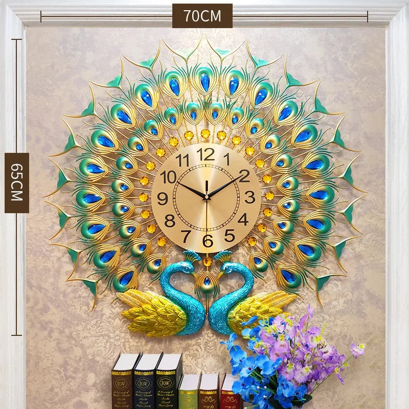 Creative Peacock Wall Clocks European Light Luxury Wall Clocks Home Decor Items Living Room Decoration Home Fashion Wall Clock