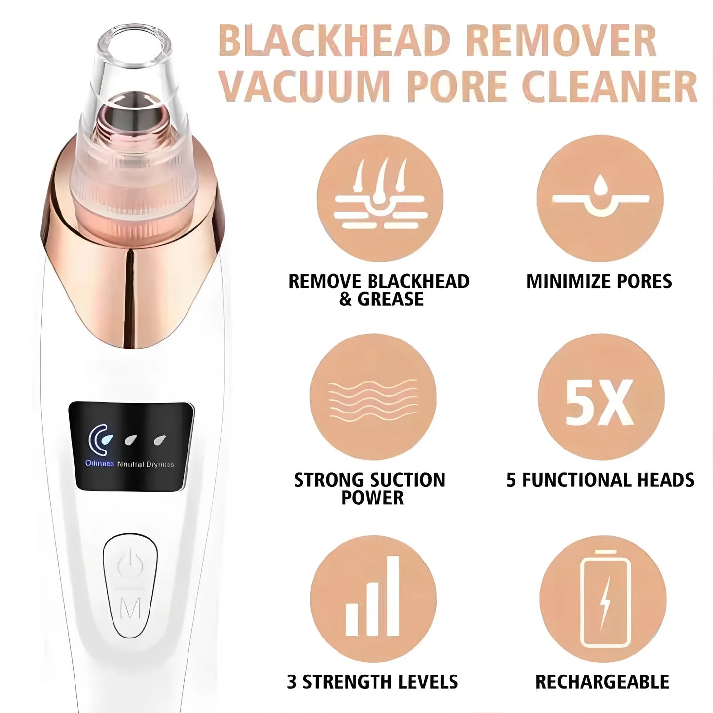 PoreVac | Electric Blackhead Remover – Extract Blackheads, Clean Pores & Reduce Acne