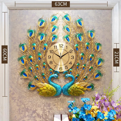 Creative Peacock Wall Clocks European Light Luxury Wall Clocks Home Decor Items Living Room Decoration Home Fashion Wall Clock