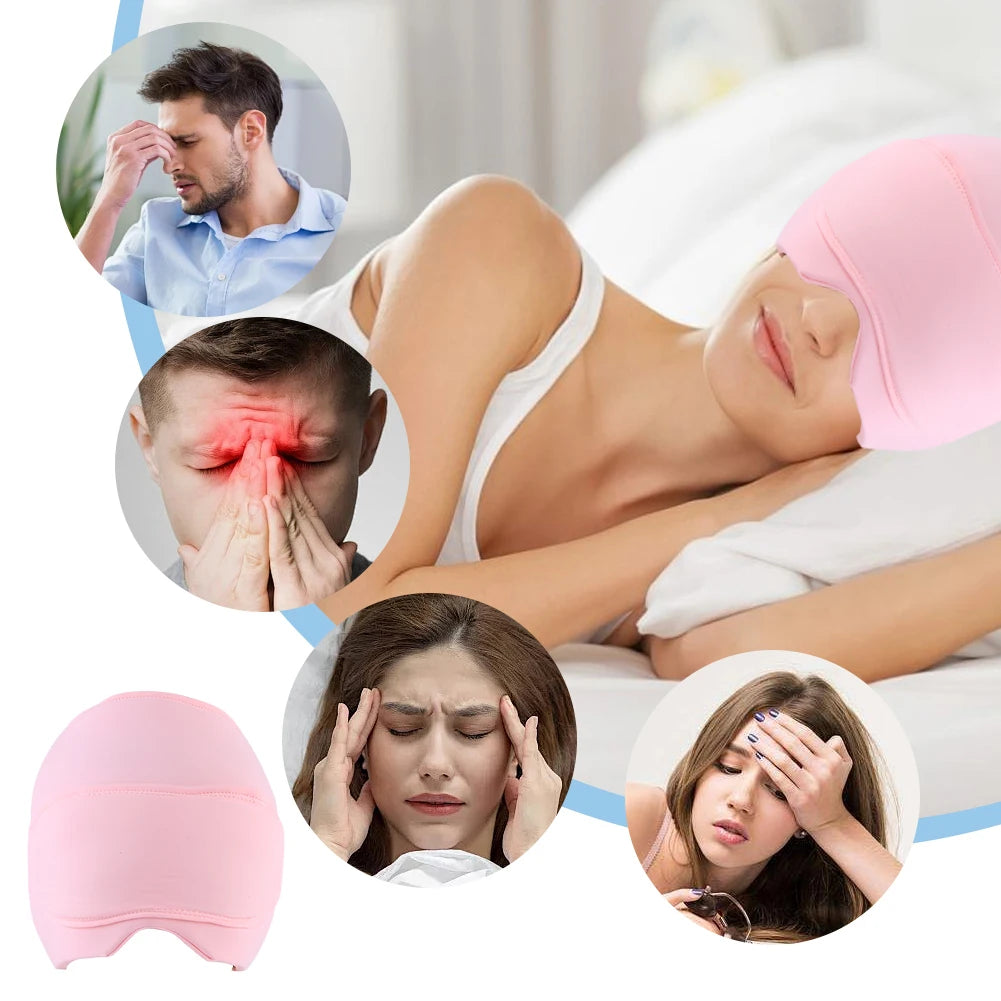 Migraine Relief Hat Headache Ice Cap Full Head Cold Compress Hat with Removable Eye Mask Head Heat Treatments Hat for Men Women