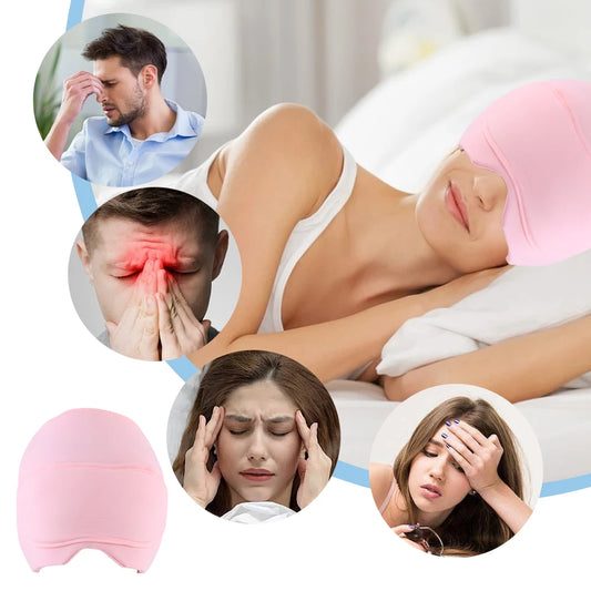 Migraine Relief Hat Headache Ice Cap Full Head Cold Compress Hat with Removable Eye Mask Head Heat Treatments Hat for Men Women