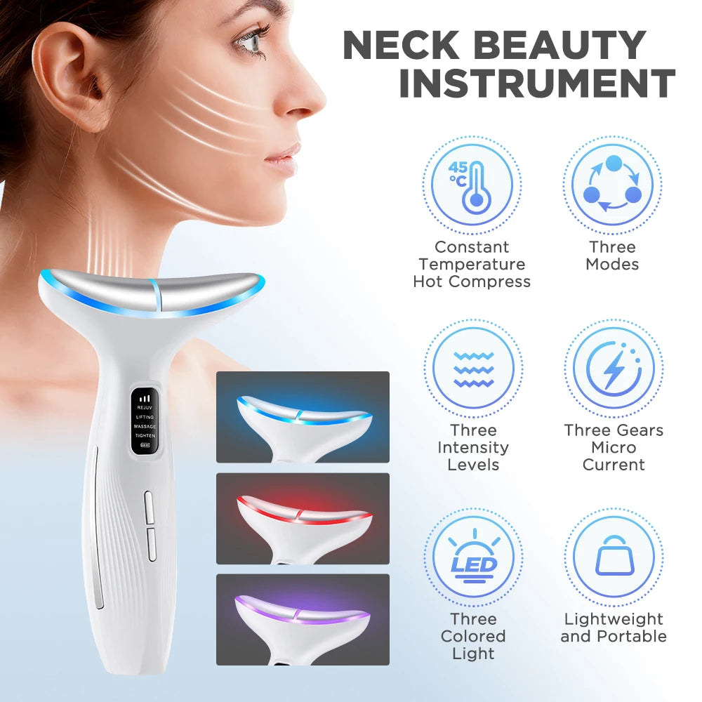 Microcurrent Neck Beauty Device  3 Massage Modes Face Lifting Firming Massage Neck Beauty Instrument Tighten Skin Care Tool