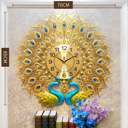 Creative Peacock Wall Clocks European Light Luxury Wall Clocks Home Decor Items Living Room Decoration Home Fashion Wall Clock