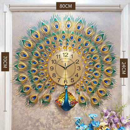 Creative Peacock Wall Clocks European Light Luxury Wall Clocks Home Decor Items Living Room Decoration Home Fashion Wall Clock