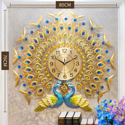 Creative Peacock Wall Clocks European Light Luxury Wall Clocks Home Decor Items Living Room Decoration Home Fashion Wall Clock