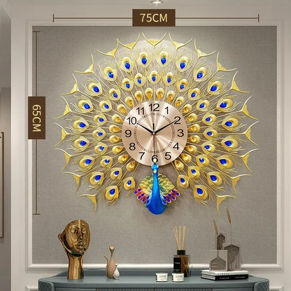 Creative Peacock Wall Clocks European Light Luxury Wall Clocks Home Decor Items Living Room Decoration Home Fashion Wall Clock